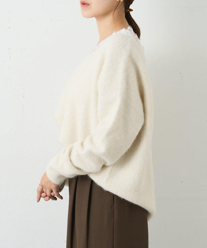 蕾絲V領羊毛針織衫