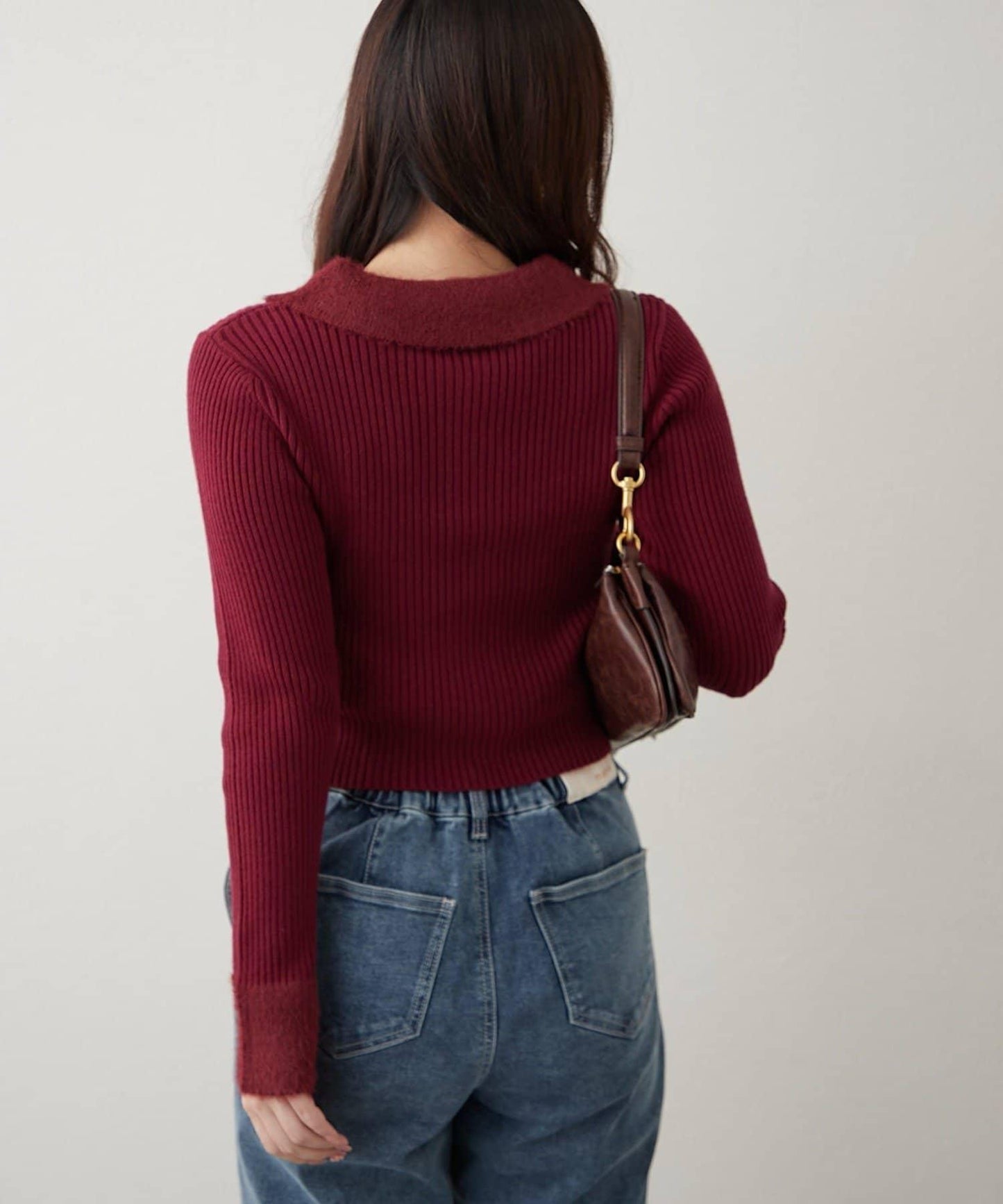 羽毛拼接羅紋開衫