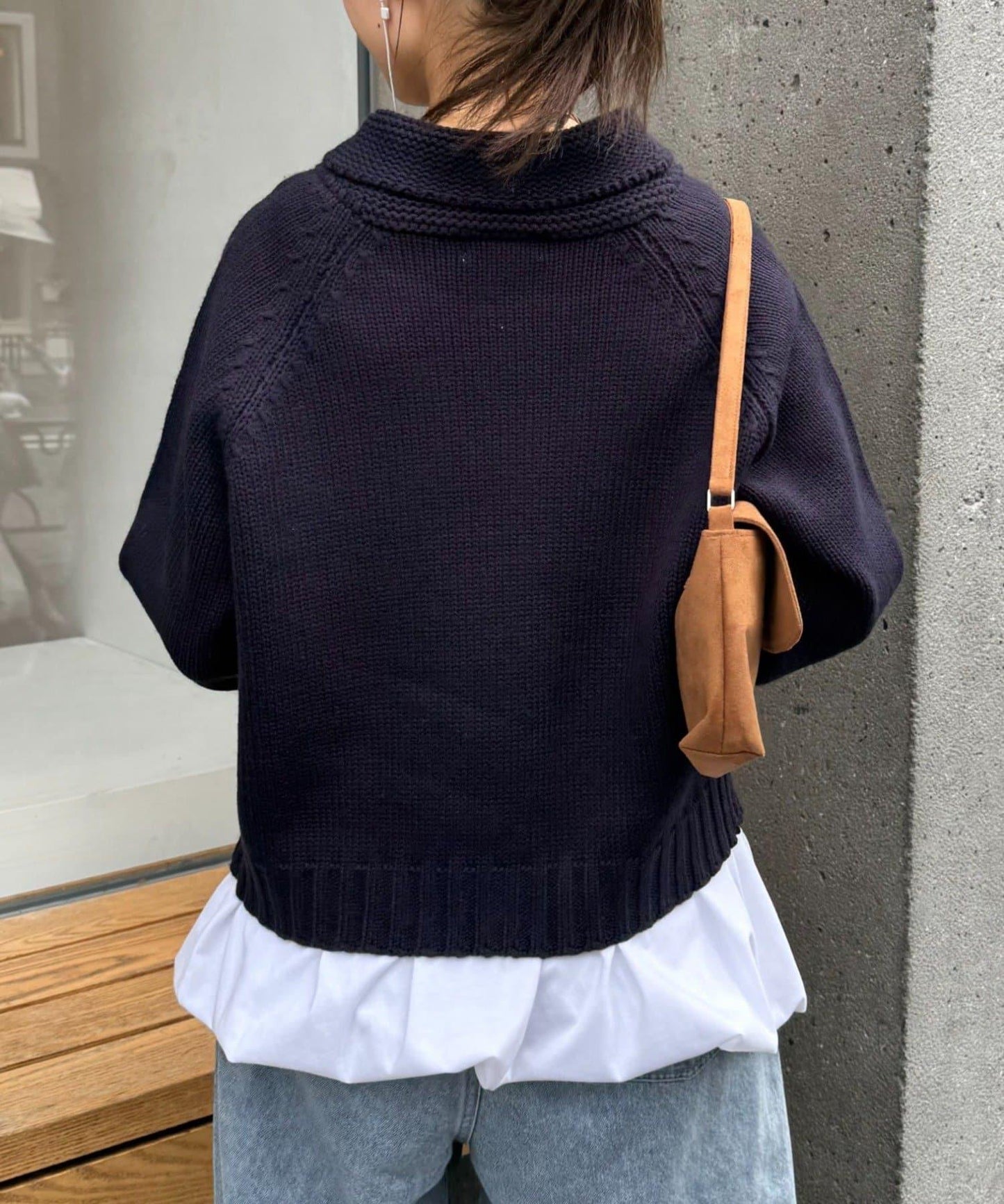 【UNISEX】標誌性圍巾領針織開衫