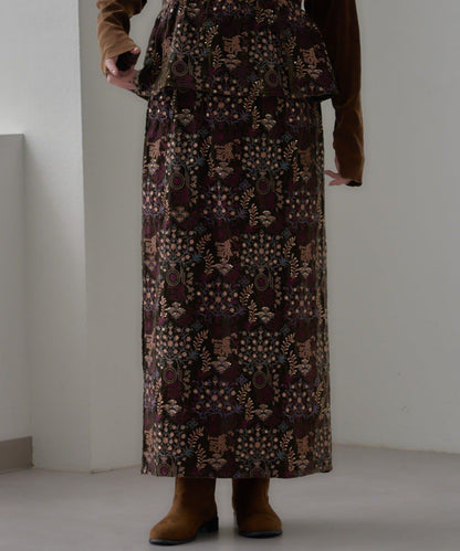 【aguni】天鵝絨刺繡修身半身裙