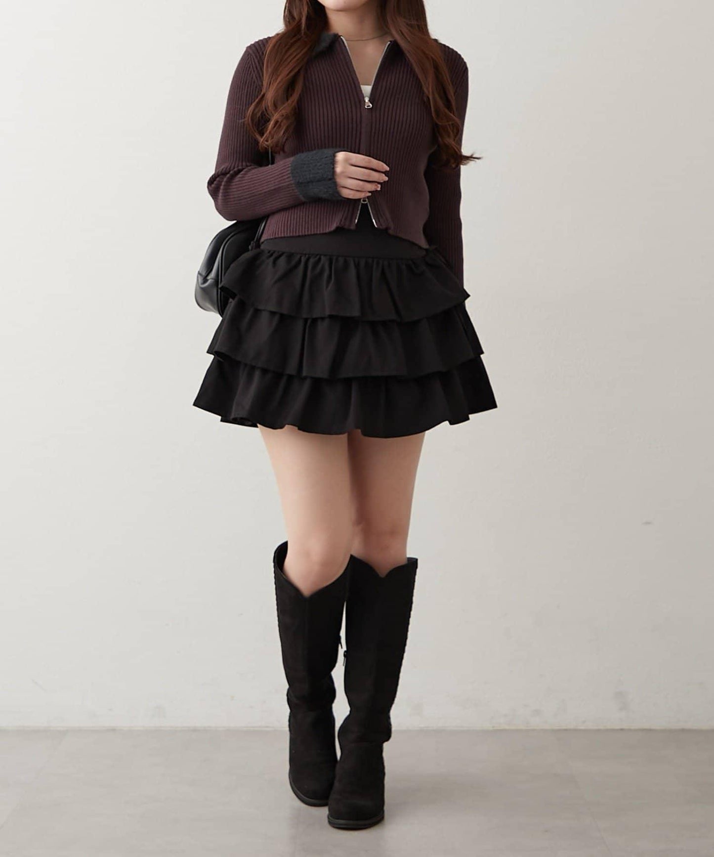 羽毛拼接羅紋開衫