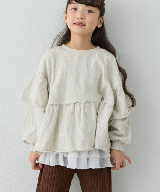 【KIDS】水洗工藝荷葉邊衛衣