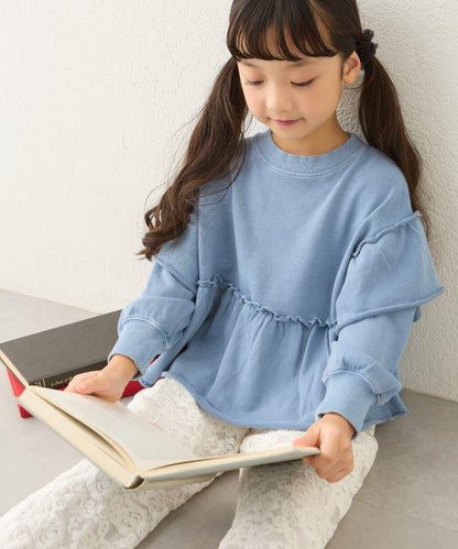 【KIDS】水洗工藝荷葉邊衛衣