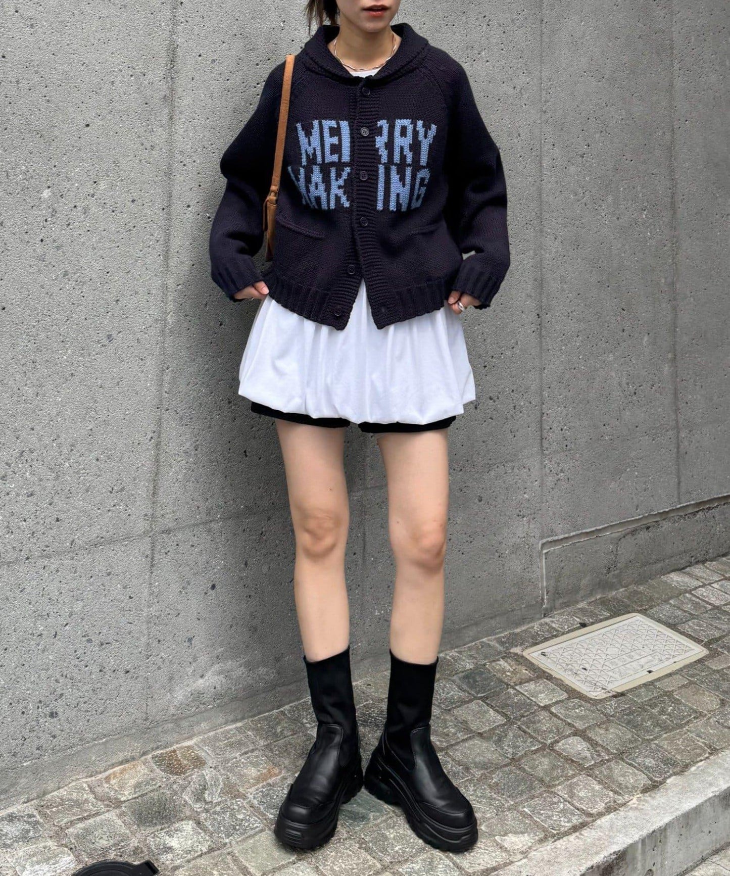 【UNISEX】標誌性圍巾領針織開衫