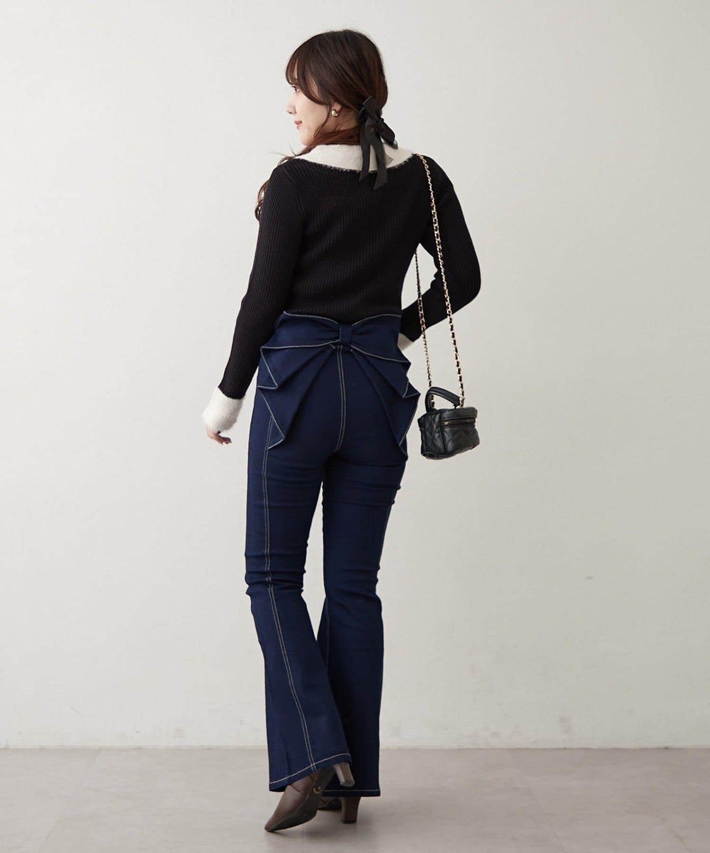 羽毛拼接羅紋開衫