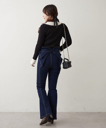 羽毛拼接羅紋開衫