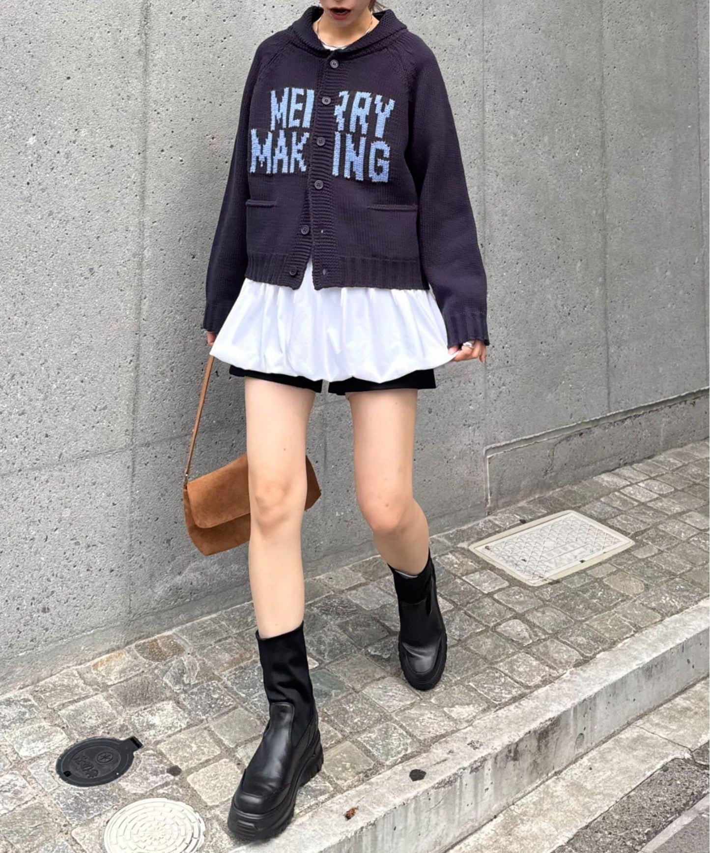 【UNISEX】標誌性圍巾領針織開衫