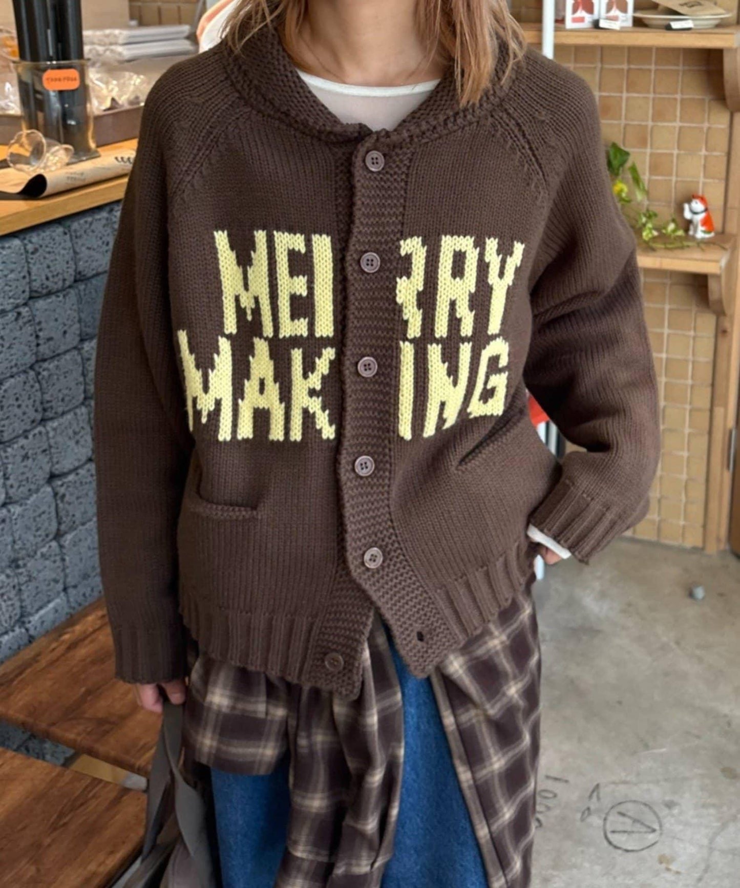 【UNISEX】標誌性圍巾領針織開衫