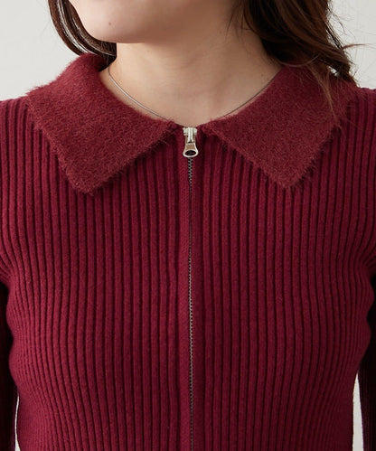 羽毛拼接羅紋開衫