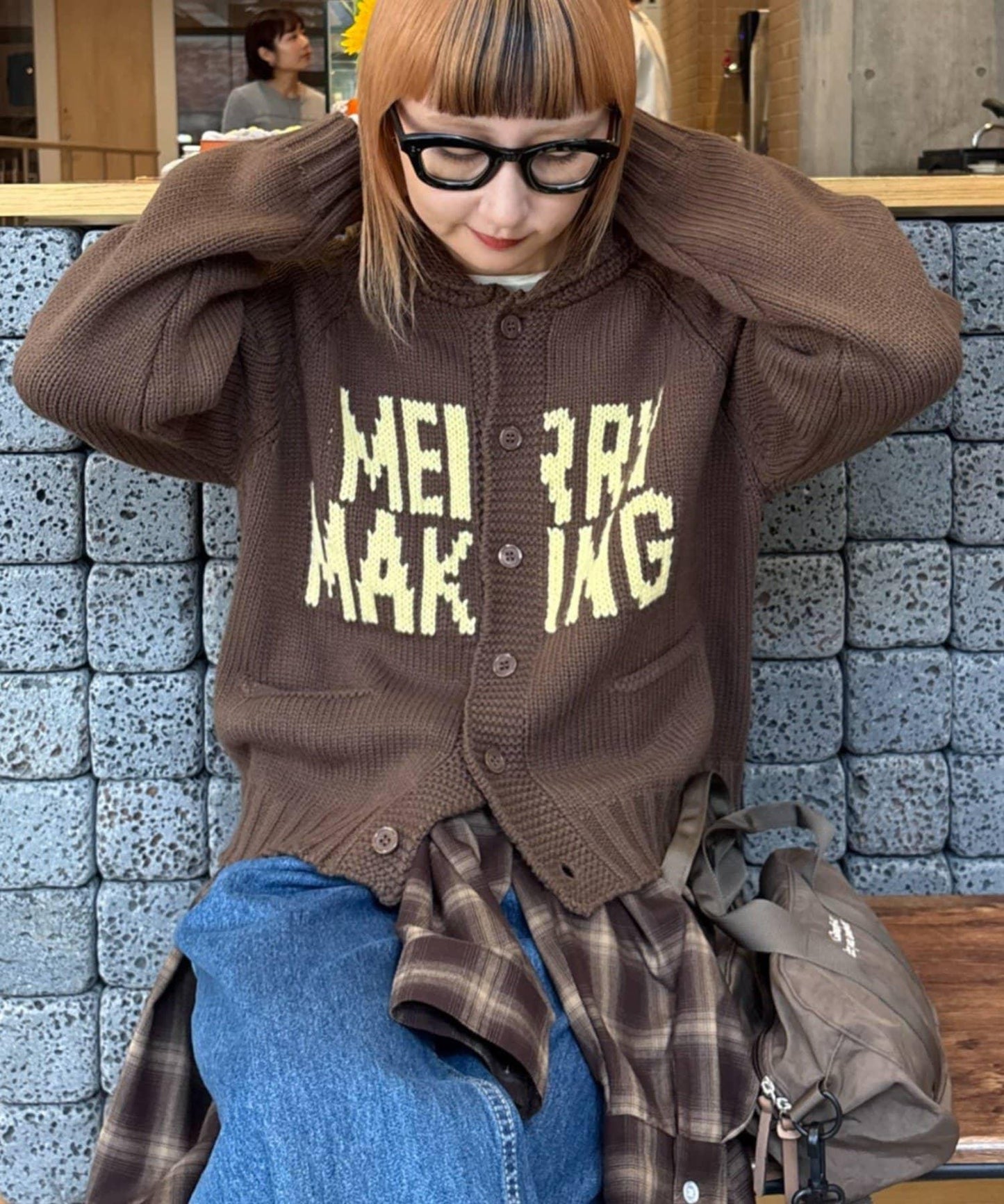 【UNISEX】標誌性圍巾領針織開衫