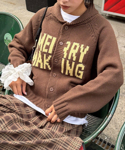 【UNISEX】標誌性圍巾領針織開衫