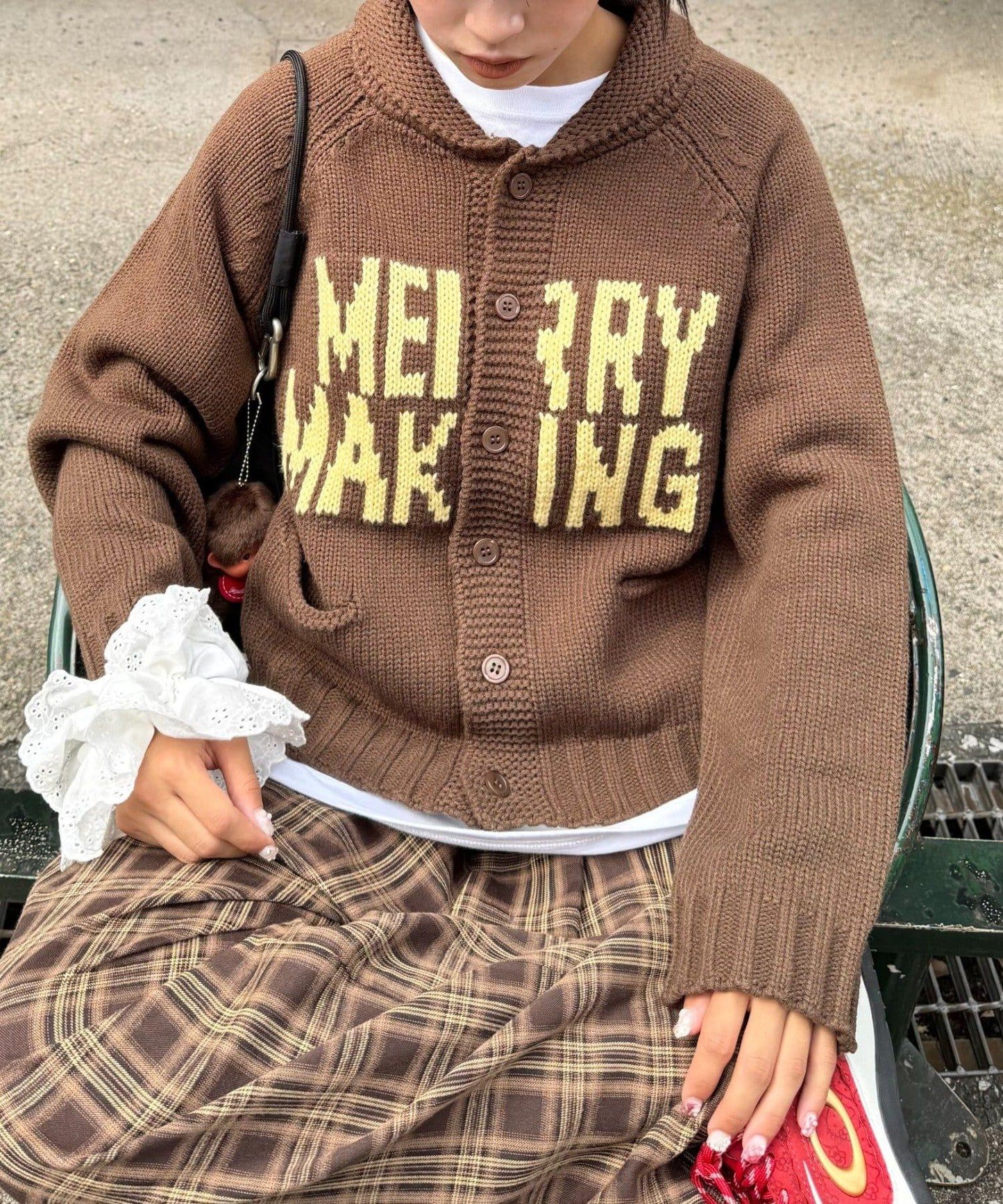 【UNISEX】標誌性圍巾領針織開衫