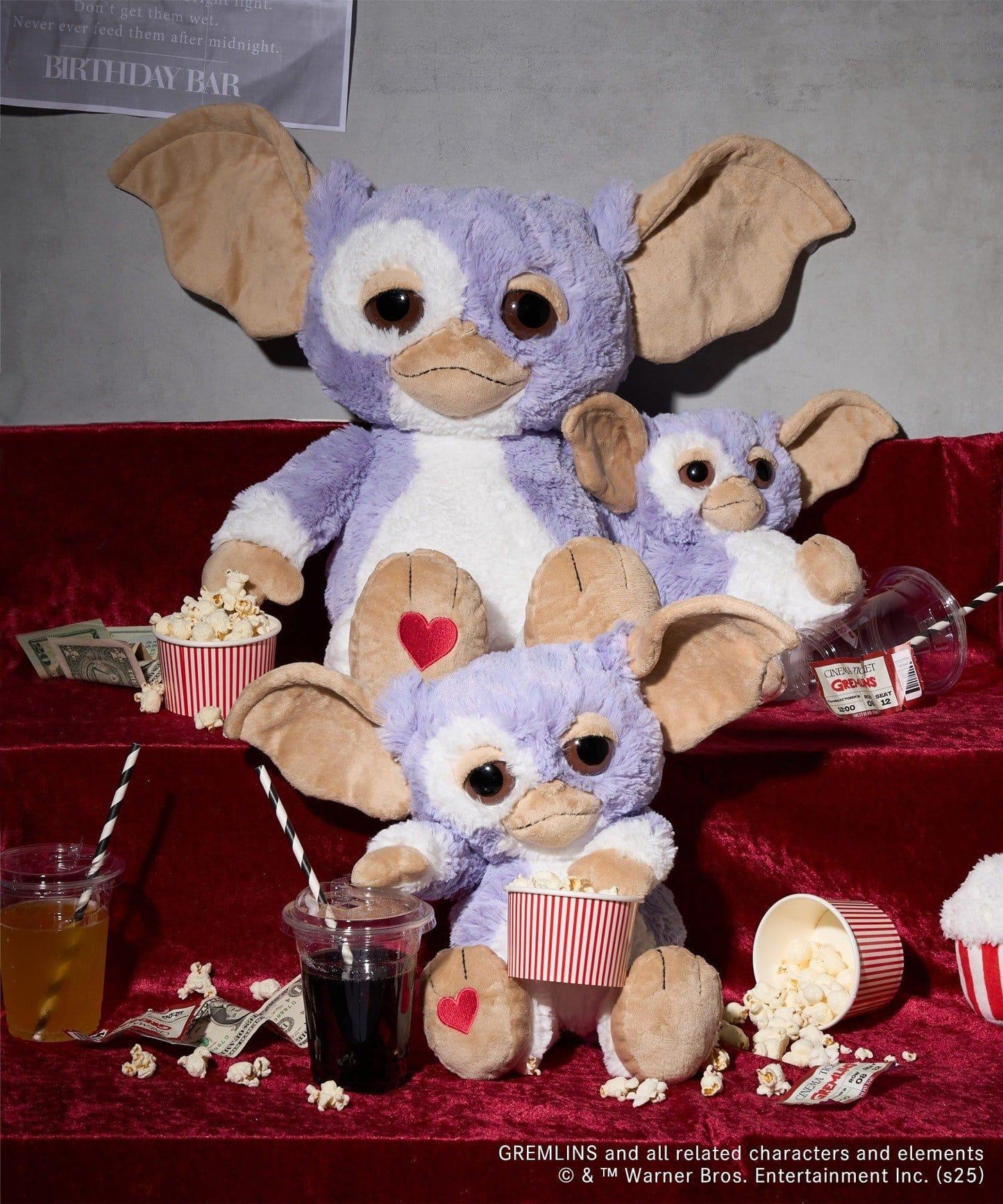 【GREMLINS 小魔怪】Gizmo 紫丁香灰色愛心 35cm