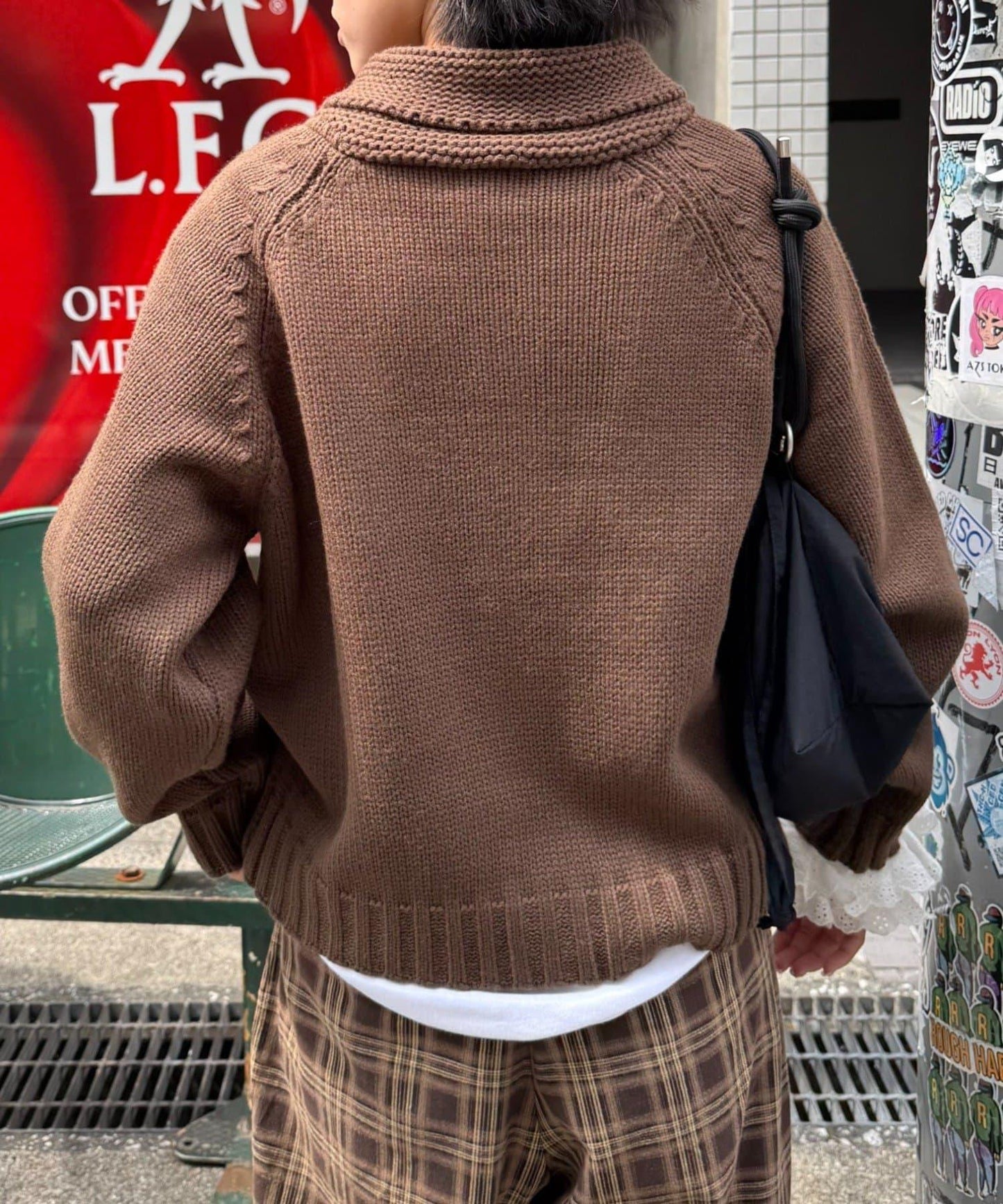 【UNISEX】標誌性圍巾領針織開衫