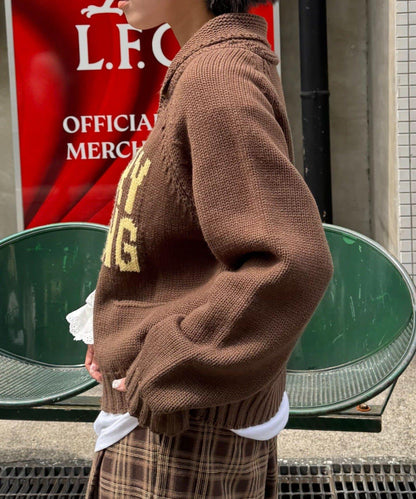 【UNISEX】標誌性圍巾領針織開衫