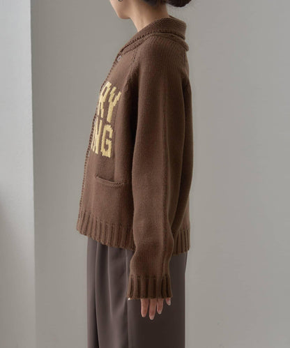 【UNISEX】標誌性圍巾領針織開衫