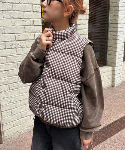 【UNISEX】格子絎縫棉馬甲
