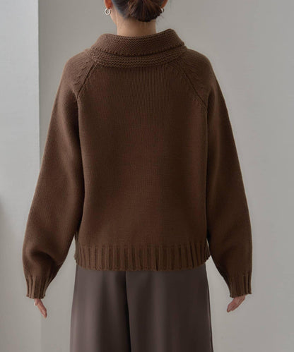 【UNISEX】標誌性圍巾領針織開衫