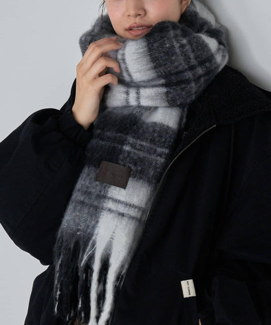 RAY CASSIN 大格紋寬幅圍巾
