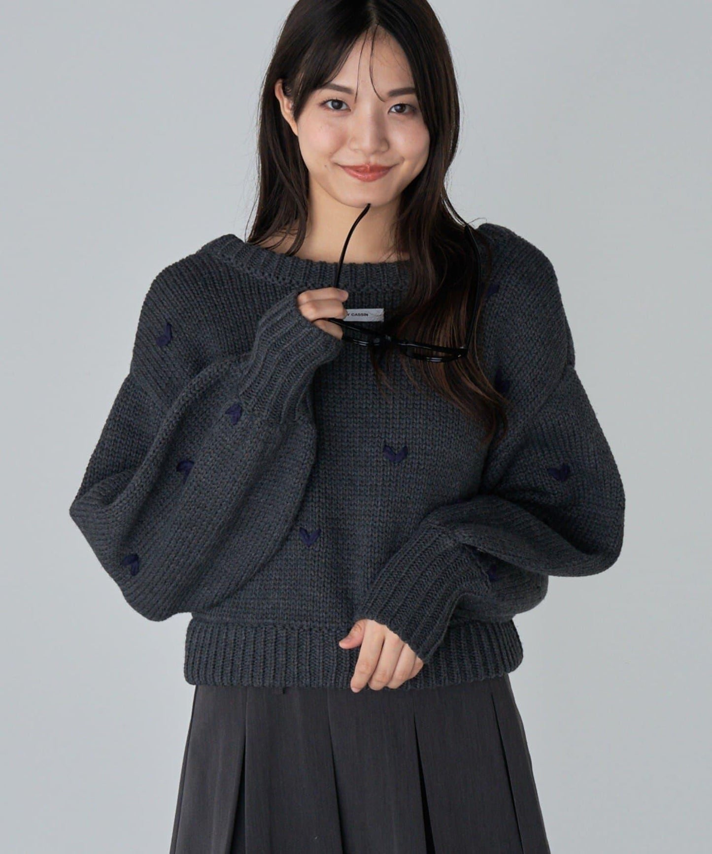 拉鍊式愛心圖案短款開衫