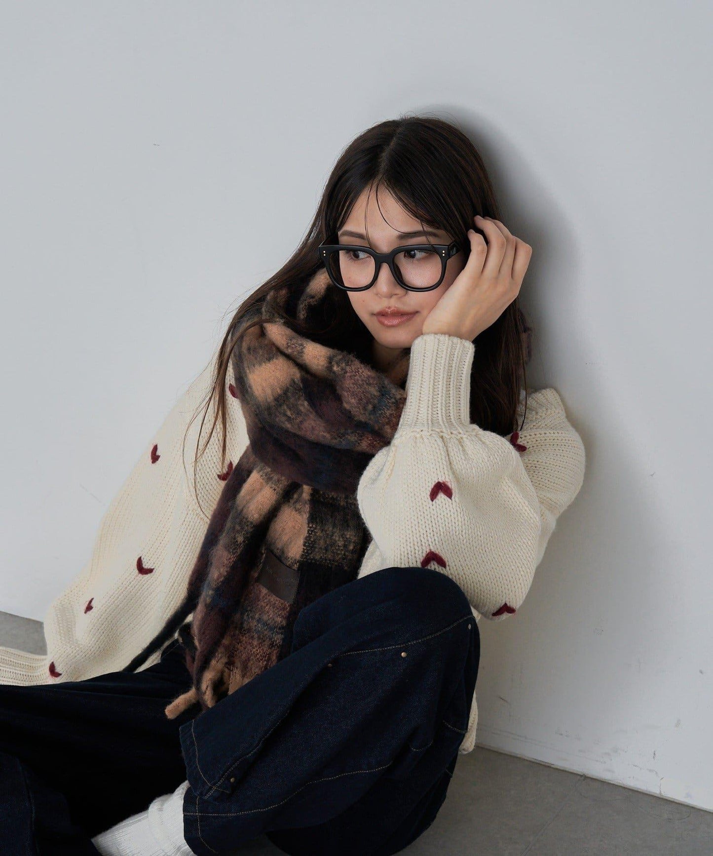 拉鍊式愛心圖案短款開衫