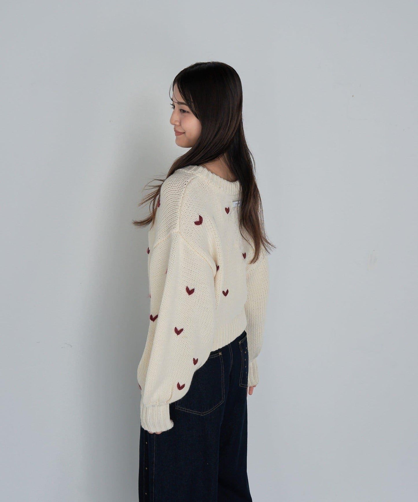 拉鍊式愛心圖案短款開衫