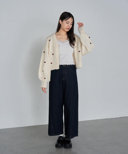 拉鍊式愛心圖案短款開衫