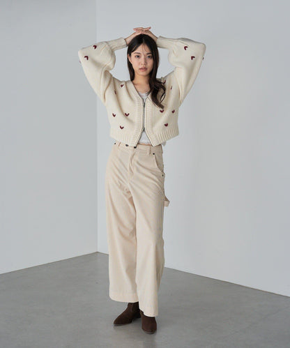 拉鍊式愛心圖案短款開衫