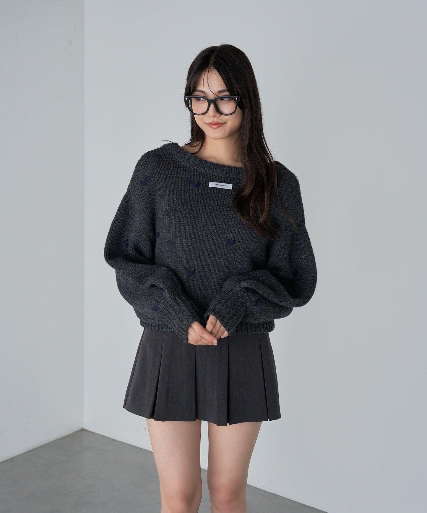 拉鍊式愛心圖案短款開衫