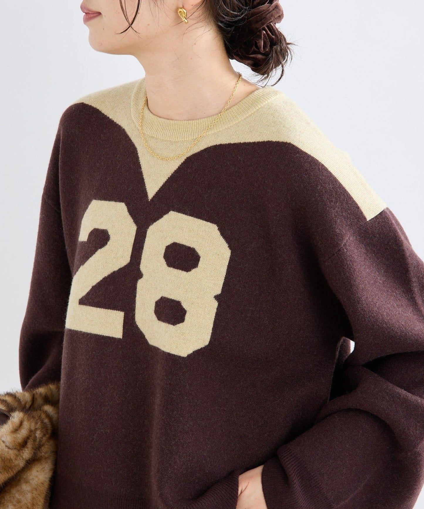 【à Nice (ア ・ニース)】數字圖案針織衫/預計10月下旬發貨