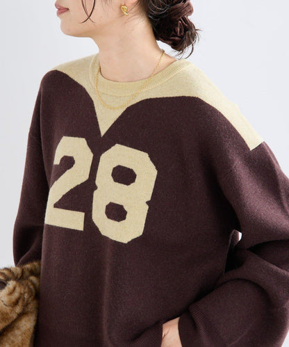 【à Nice (ア ・ニース)】數字圖案針織衫/預計10月下旬發貨