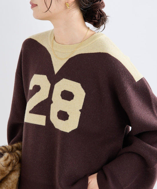【à Nice (ア ・ニース)】數字圖案針織衫/預計10月下旬發貨