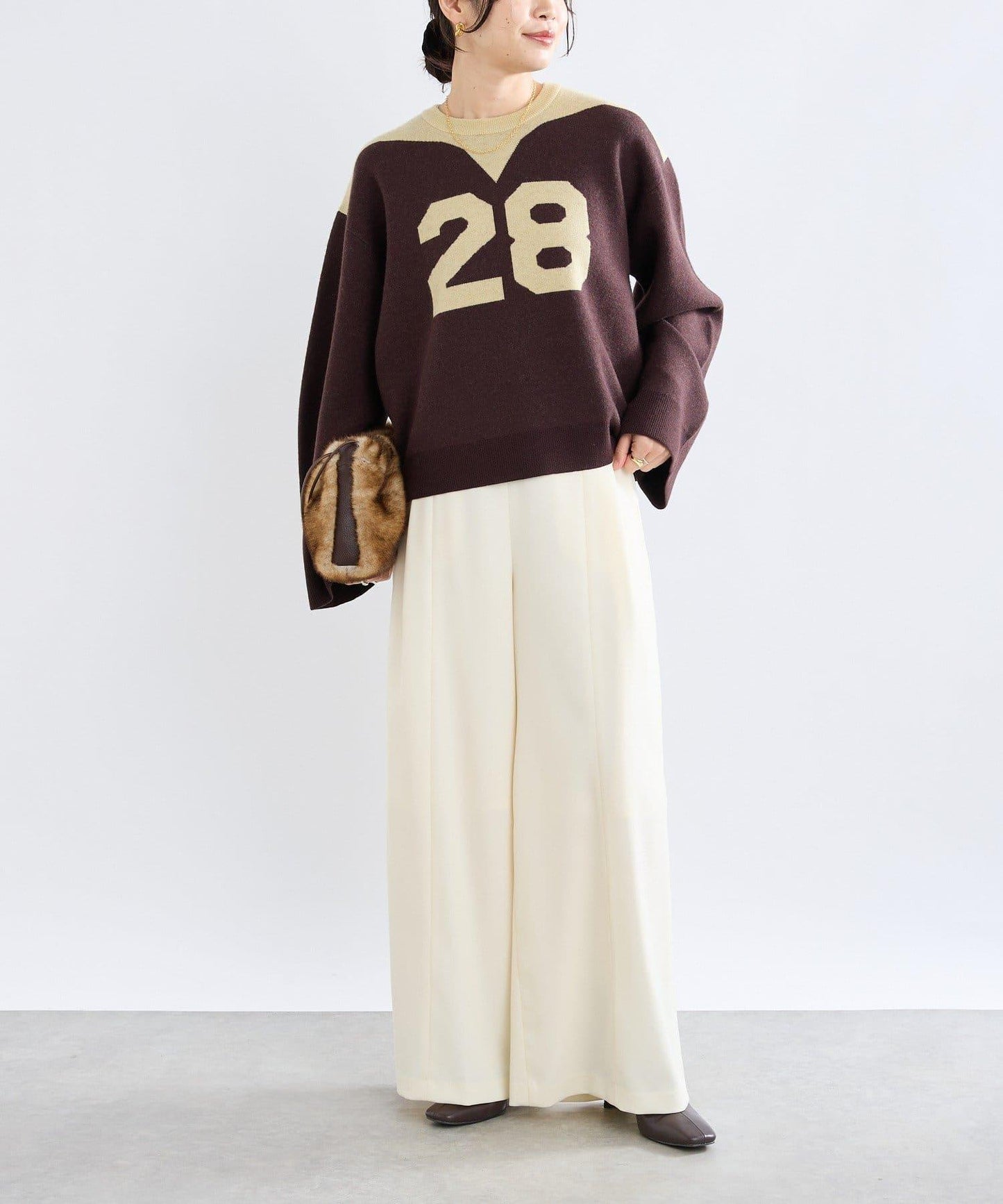 【à Nice (ア ・ニース)】數字圖案針織衫/預計10月下旬發貨