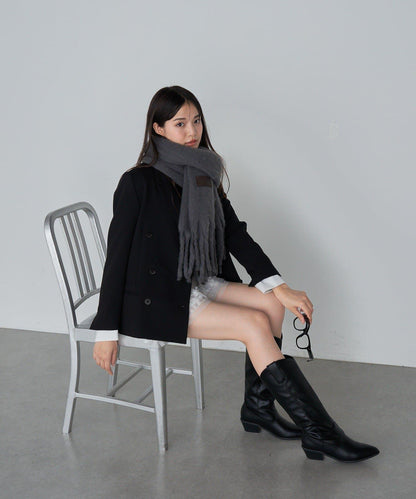 皮革拼接圍巾
