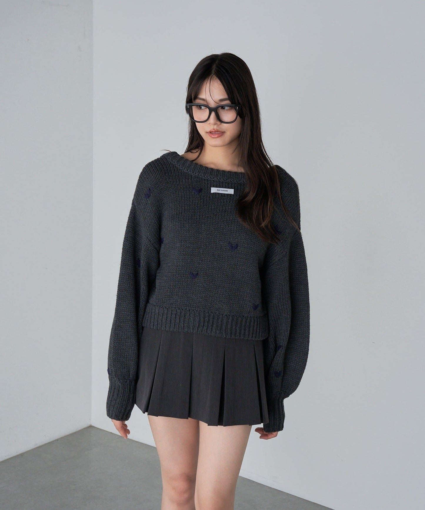 拉鍊式愛心圖案短款開衫