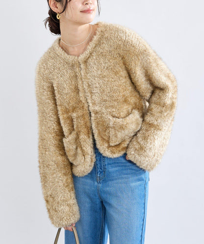 【à Nice (ア ・ニース)】針織毛皮夾克/預計10月下旬發貨