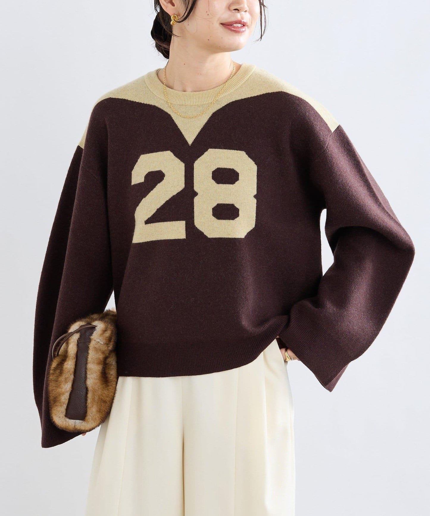【à Nice (ア ・ニース)】數字圖案針織衫/預計10月下旬發貨