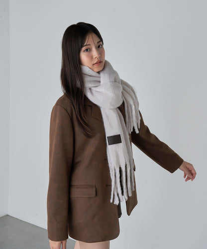 皮革拼接圍巾