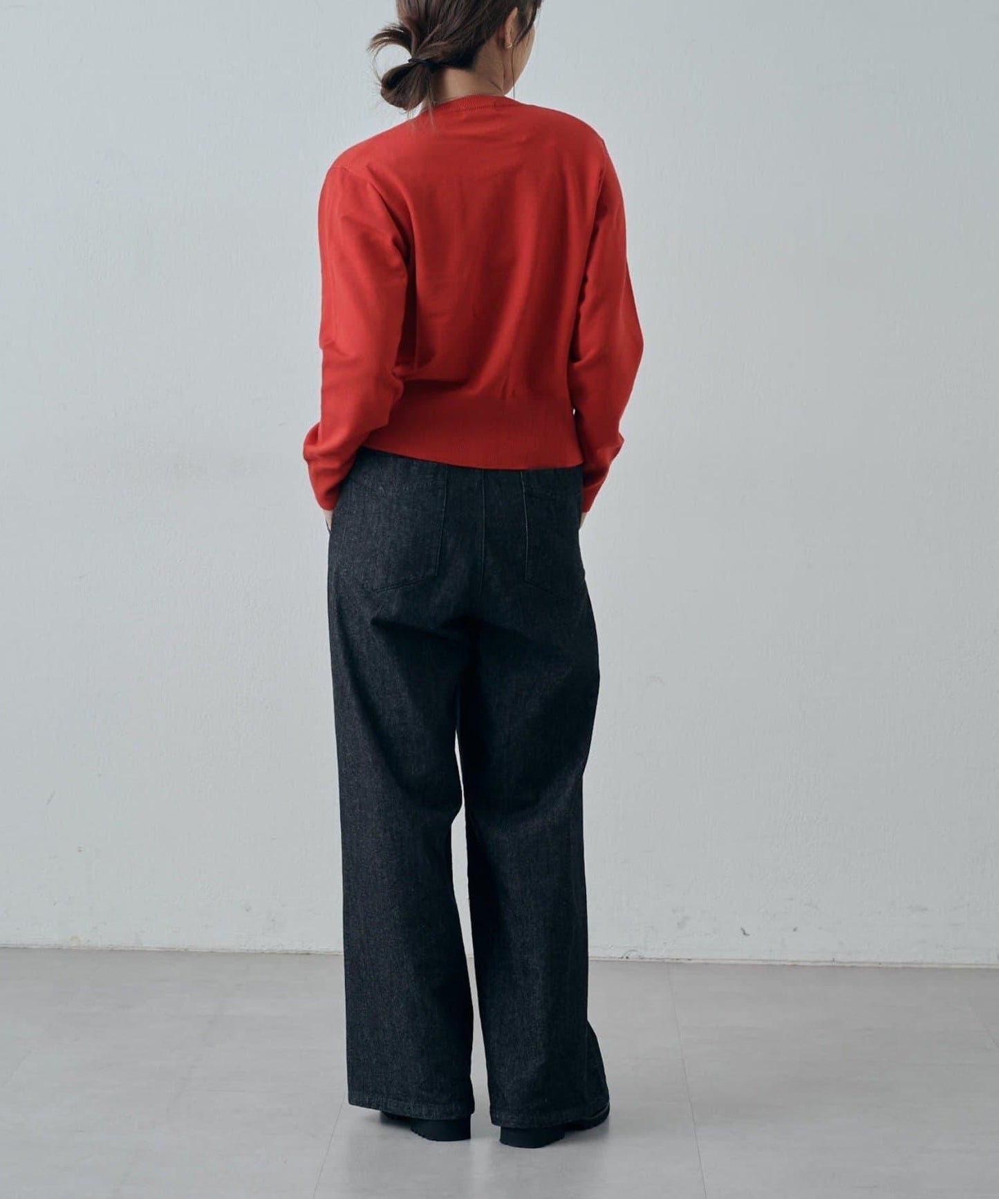 翻領褶皺設計羊毛混紡開衫