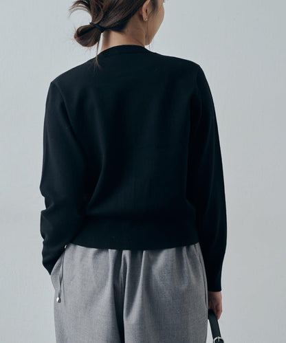 翻領褶皺設計羊毛混紡開衫