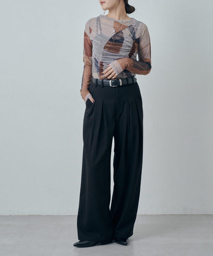 前褶設計休閒長褲