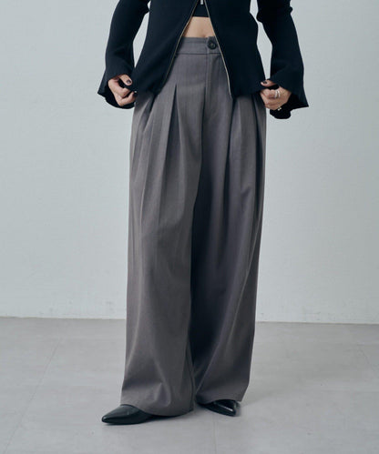 前褶設計休閒長褲