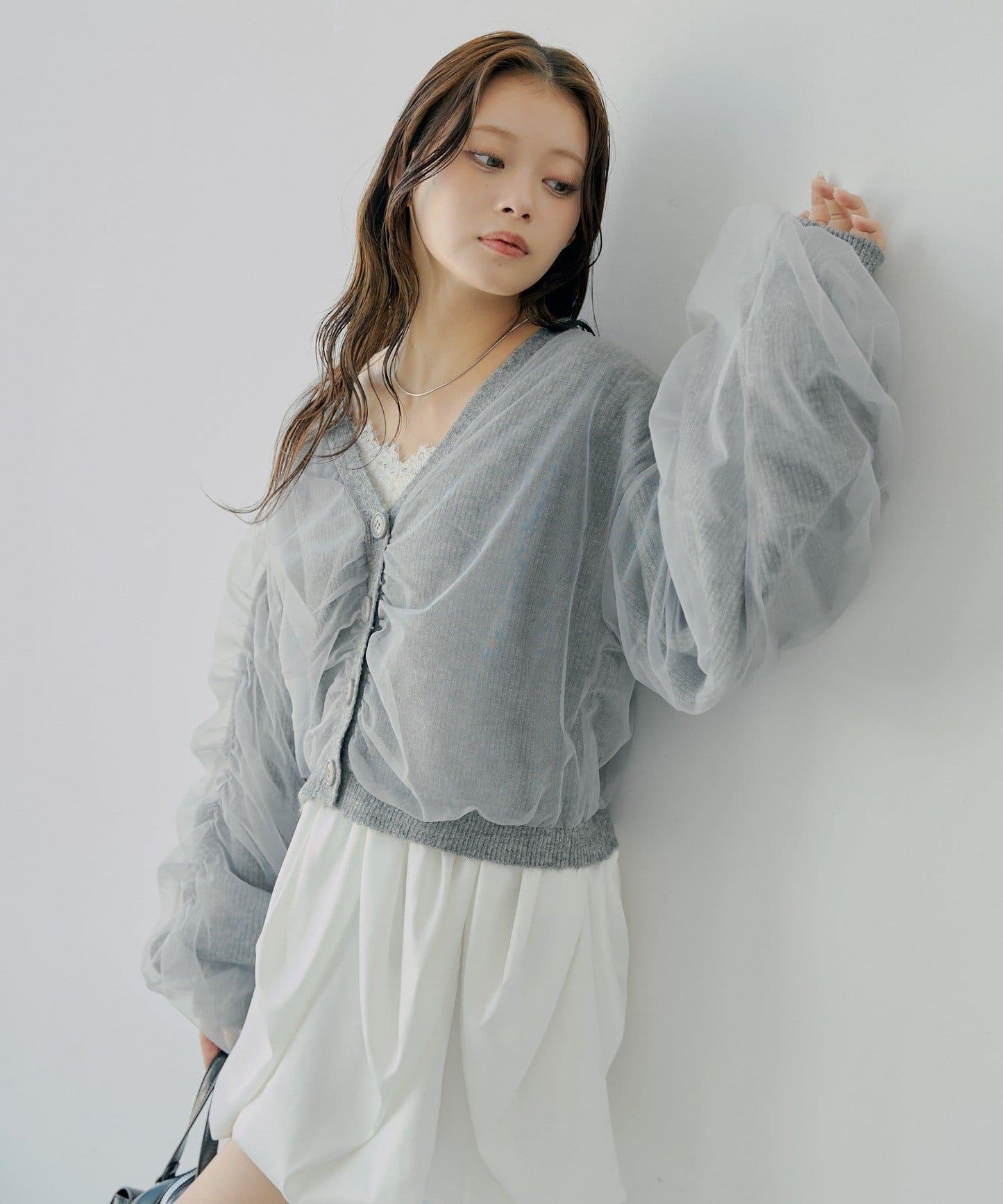 【Chico】網紗層疊蓬鬆針織衫