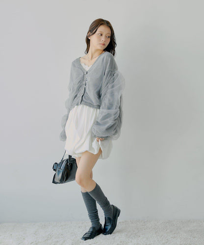 【Chico】網紗層疊蓬鬆針織衫