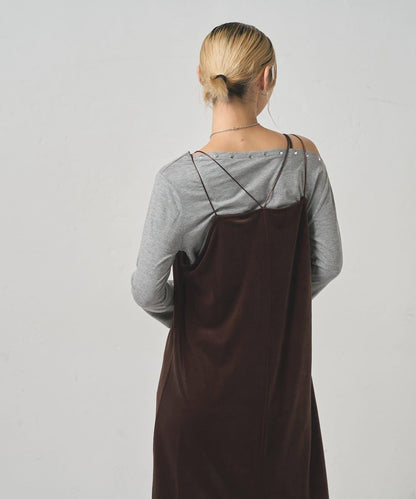 【WHO'S WHO gallery】天鵝絨I型吊帶連衣裙