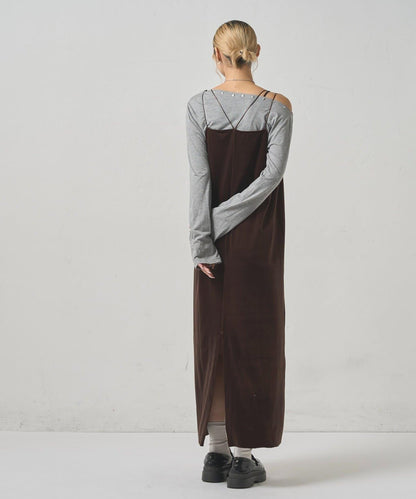 【WHO'S WHO gallery】天鵝絨I型吊帶連衣裙