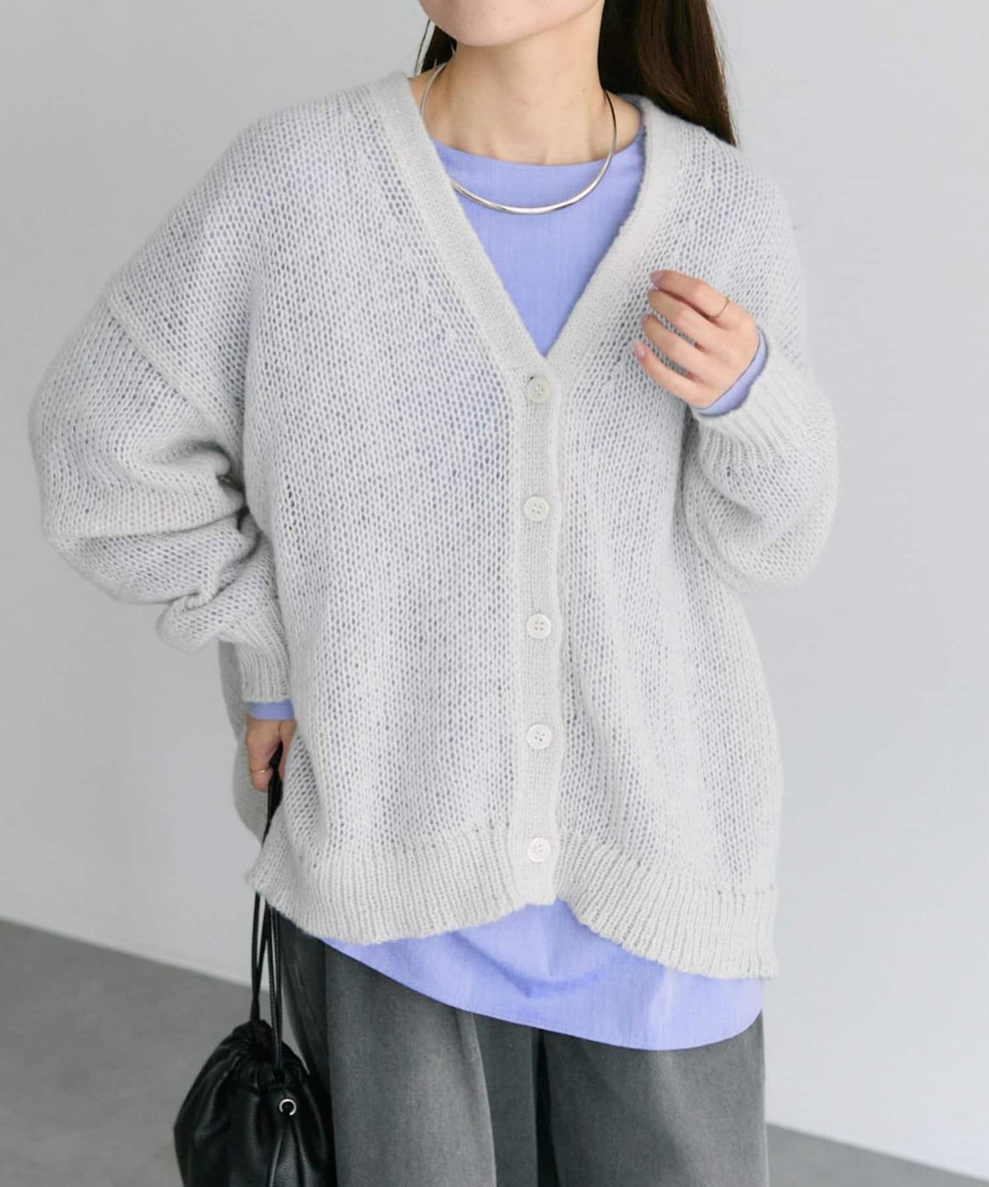 3G落肩天竺針織V領開衫