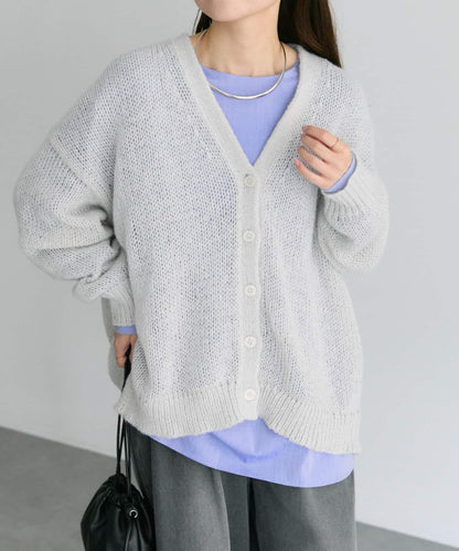3G落肩天竺針織V領開衫