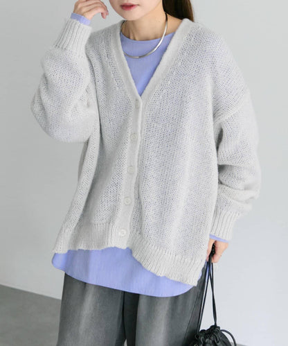 3G落肩天竺針織V領開衫