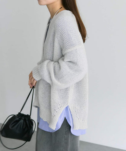 3G落肩天竺針織V領開衫